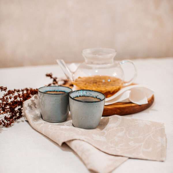 Classic White Linen Tablecloth With Fieldflower Border Classic White Linen Tablecloth With Fieldflower Border