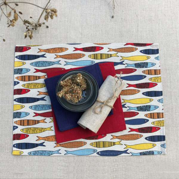 Colorful Fishes Linen Placemat Colorful Fishes Linen Placemat