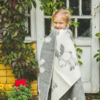 Wool Baby Blanket - Grey Moose