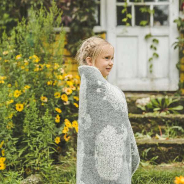 Wool Baby Blanket - Grey Curly Grey