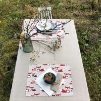 Red Foxes Linen Placemat