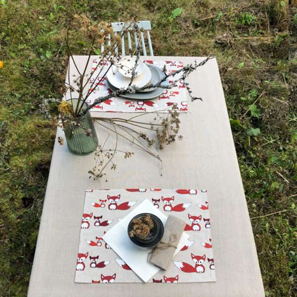 Red Foxes Linen Placemat Red Foxes Linen Placemat