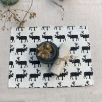 Black Reindeers Linen Placemat