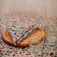 Wild Strawberry and Flowers Linen Napkin