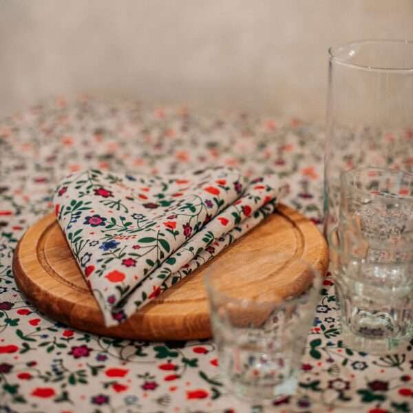 Wild Strawberry and Flowers Linen Napkin Wild Strawberry and Flowers Linen Napkin