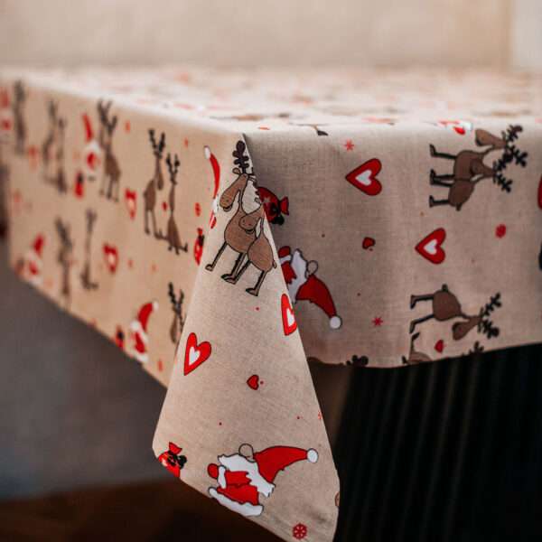 Christmas Reindeer Linen Tablecloth Christmas Reindeer Linen Tablecloth