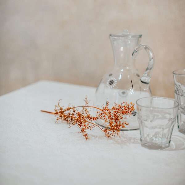 White Flower Ornaments Linen Tablecloth White Flower Ornaments Linen Tablecloth