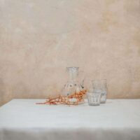 White Flower Ornaments Linen Tablecloth