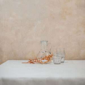 White Flower Ornaments Linen Tablecloth