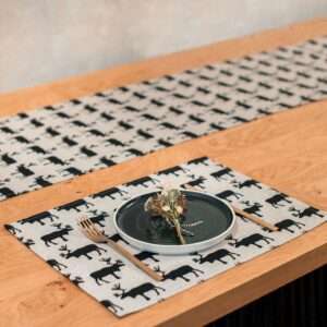Black Reindeers Linen Placemat