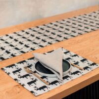 Black Reindeers Linen Placemat