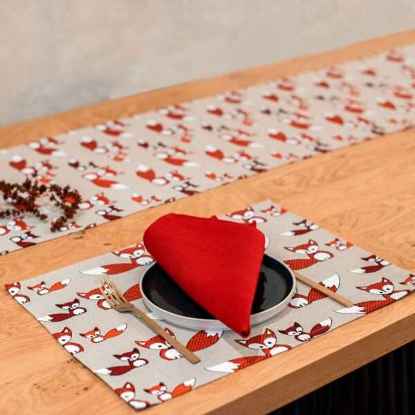 Red Foxes Linen Placemat Red Foxes Linen Placemat
