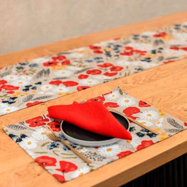 Poppies and Daisies Linen Placemat Poppies and Daisies Linen Placemat