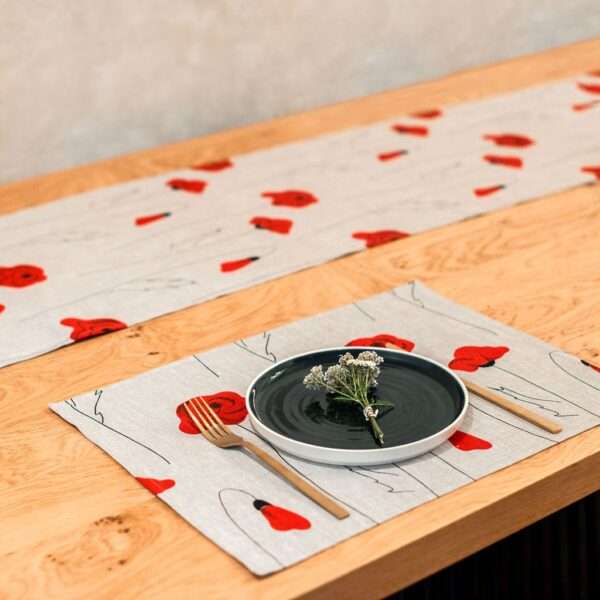 Red Poppies Linen Placemat Red Poppies Linen Placemat