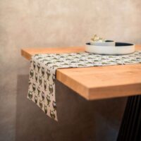 GREEN OWLS LINEN RUNNER