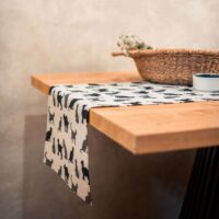 BLACK AND GREY CATS LINEN RUNNER