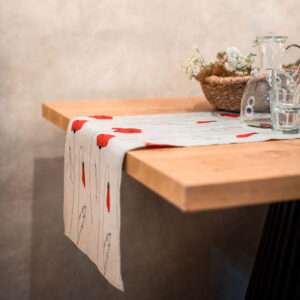 RED POPPIES LINEN RUNNER