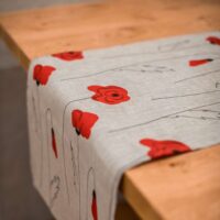 RED POPPIES LINEN RUNNER