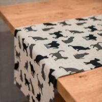 BLACK AND GREY CATS LINEN RUNNER