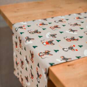 CHRISTMAS MOUSE LINEN RUNNER