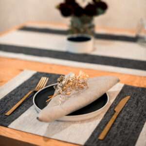 Two Black Stripes Rustic Linen Placemat