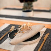 Two Black Stripes Rustic Linen Placemat