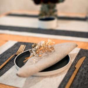 Two Black Stripes Rustic Linen Placemat