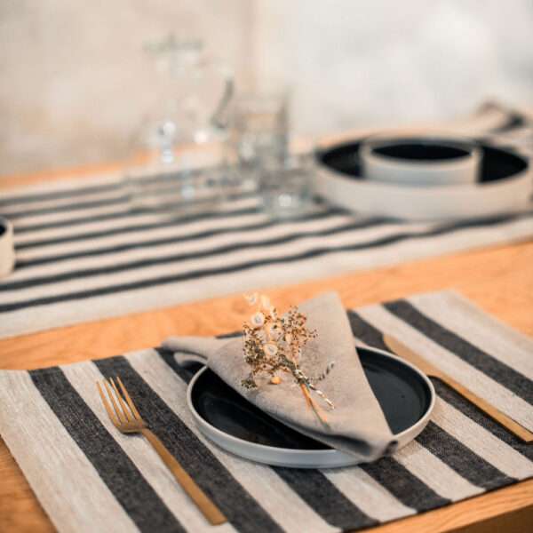 Black Stripes Rustic Linen Placemat Black Stripes Rustic Linen Placemat