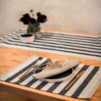 Black Stripes Rustic Linen Placemat