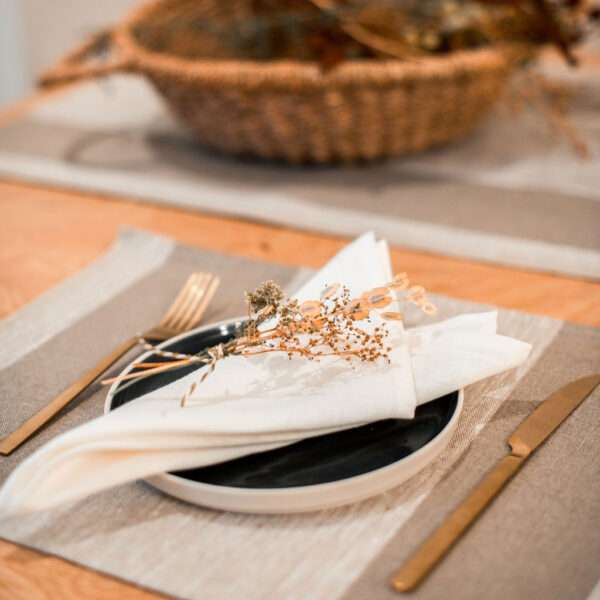 Two Beige Stripes Rustic Linen Placemat Two Beige Stripes Rustic Linen Placemat