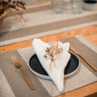 Two Beige Stripes Rustic Linen Placemat