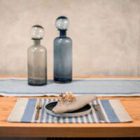 Blue Thin Stripes Rustic Linen Placemat