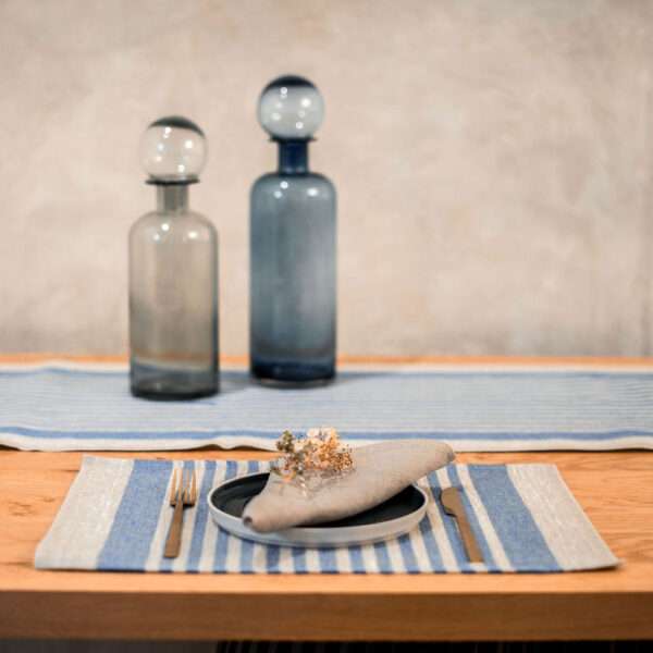 Blue Thin Stripes Rustic Linen Placemat Blue Thin Stripes Rustic Linen Placemat