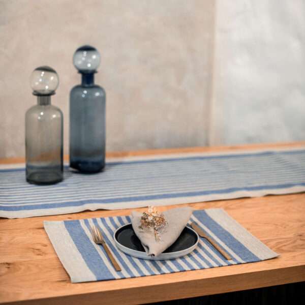 Blue Thin Stripes Rustic Linen Placemat Blue Thin Stripes Rustic Linen Placemat