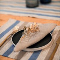 Blue and Grey Stripes Rustic Linen Placemat