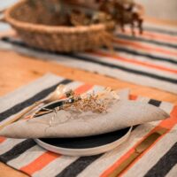 Black and Red Stripes Rustic Linen Placemat