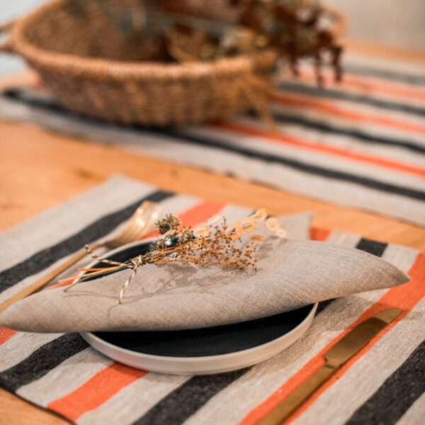 Black and Red Stripes Rustic Linen Placemat Black and Red Stripes Rustic Linen Placemat