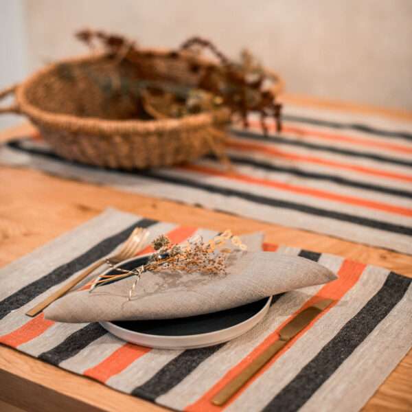 Black and Red Stripes Rustic Linen Placemat Black and Red Stripes Rustic Linen Placemat