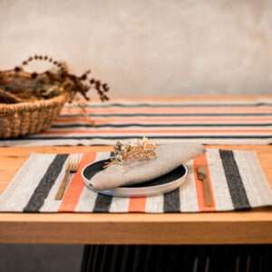 Black and Red Stripes Rustic Linen Placemat