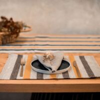 Black and Yellow Stripes Rustic Linen Placemat