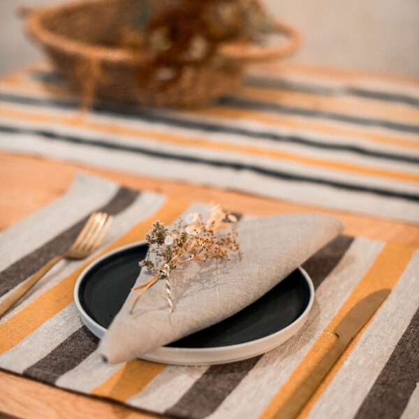 Black and Yellow Stripes Rustic Linen Placemat Black and Yellow Stripes Rustic Linen Placemat