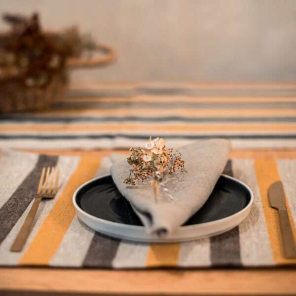 Black and Yellow Stripes Rustic Linen Placemat Black and Yellow Stripes Rustic Linen Placemat