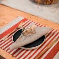 Red Thin Stripes Rustic Linen Placemat