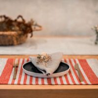 Red Thin Stripes Rustic Linen Placemat