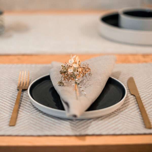 Grey Jacquard Rhombus Rustic Linen Placemat Grey Jacquard Rhombus Rustic Linen Placemat