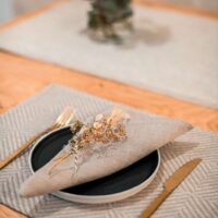 Grey Jacquard Rhombus Rustic Linen Placemat