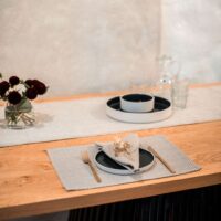 Grey Jacquard Rhombus Rustic Linen Placemat