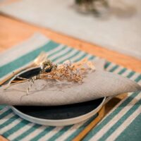 Green Thin Stripes Rustic Linen Placemat