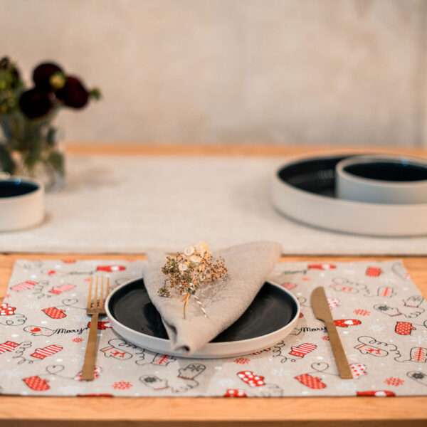 Christmas Mittens Linen Placemat Christmas Mittens Linen Placemat