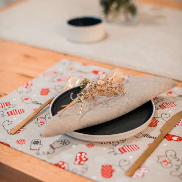Christmas Mittens Linen Placemat Christmas Mittens Linen Placemat